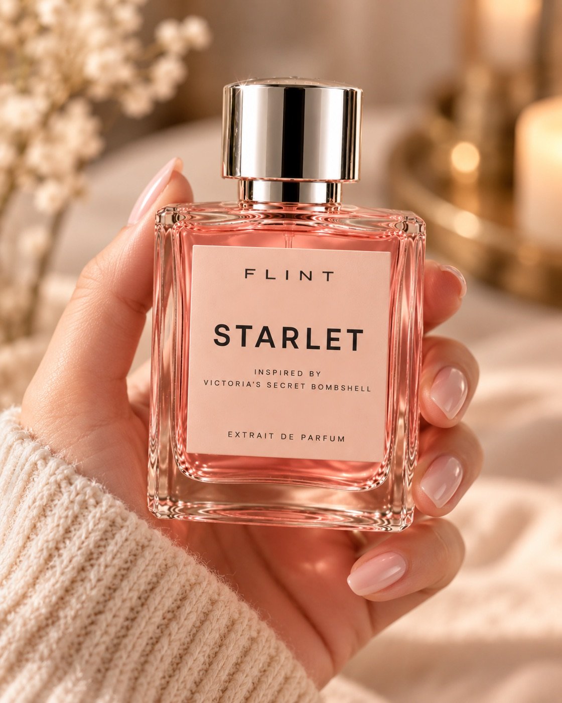 Woman holding Flint Starlet perfume