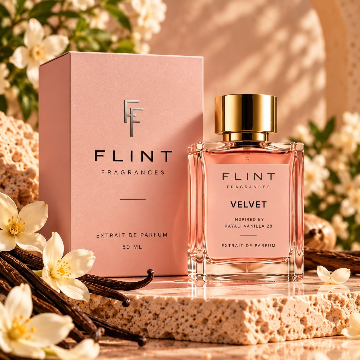 Flint Velvet vanilla perfume with blush box