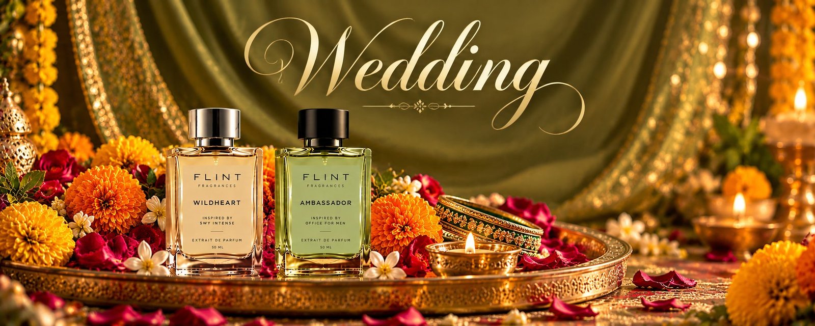 Flint wedding perfume collection with marigolds