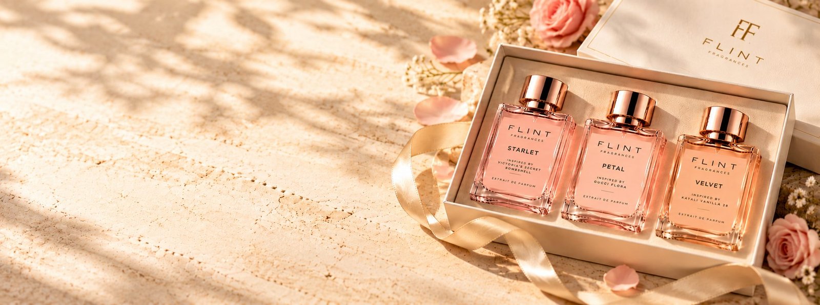 Flint women's perfume gift set: Starlet, Petal and Velvet